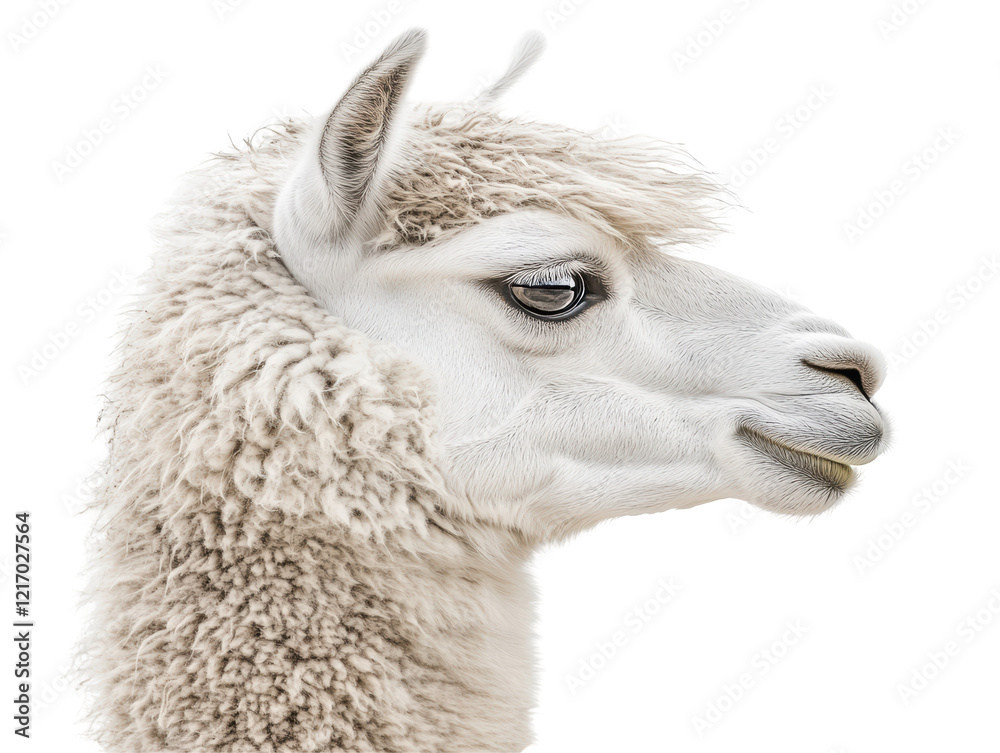 Obraz premium Isolated White Alpaca Head Profile