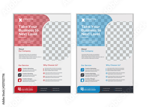 a bundle of 2 templates of different colors a4 flyer template, creative professional editable vector template design.
