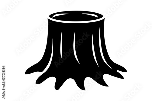 Tree stump sihouette vector, stump icon. stump line art vector illustration 