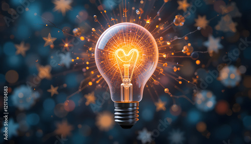 Creative idea, brainstorming and innovation concept with brain light bulb

