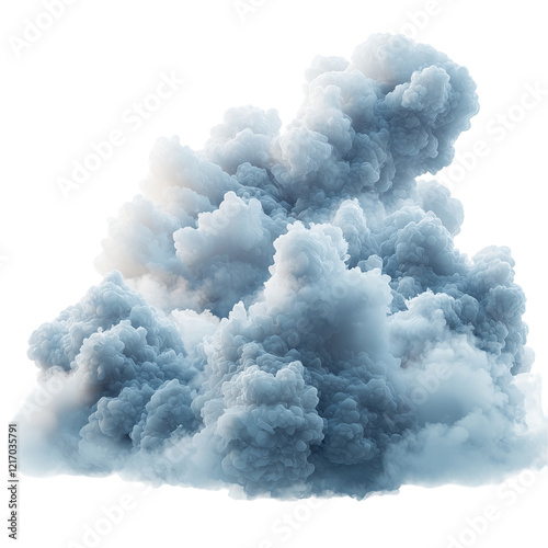 Three-dimensional cloudscape with transparent vapour and atmospheric effect isolated on white background 