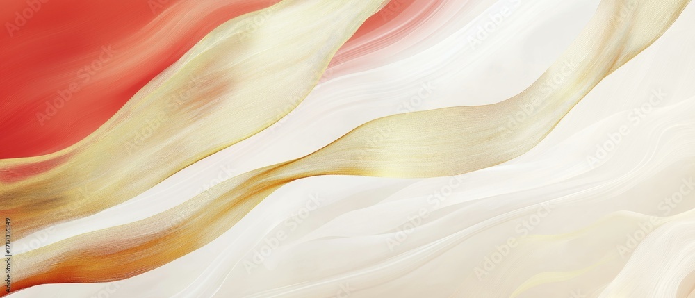 Obraz premium Abstract Art Image With Gold and Red Colors, Blurred Effect | Artistic Digital Painting | Modern Wall Decor