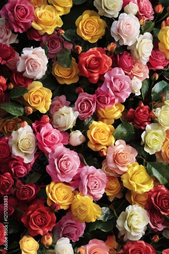 A detailed shot of a colorful flower arrangement