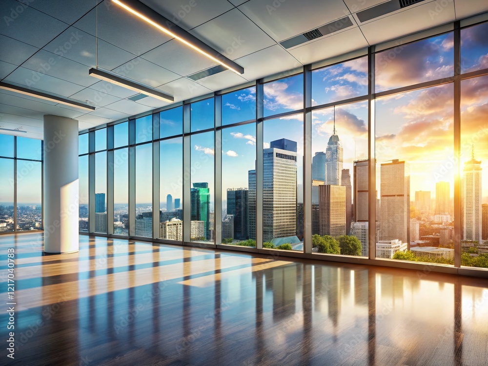 Fototapeta premium Panoramic Business Success: Modern Office with Copy Space for Entrepreneurship