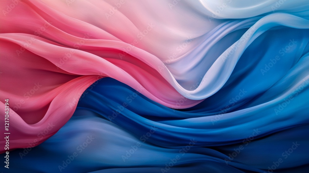 Obraz premium Colorful fabric drapes create a flowing abstract pattern showcasing shades of pink and blue
