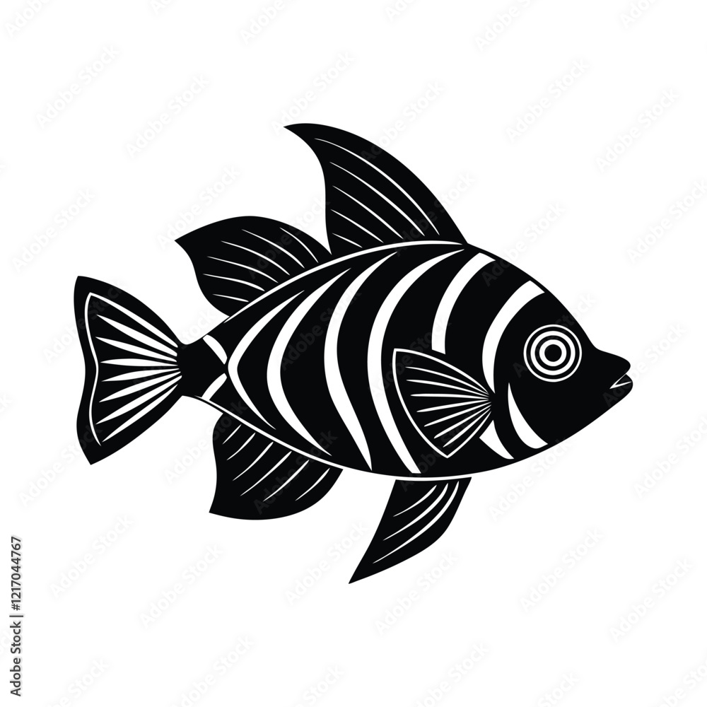 A cute fish vector image illustration and artwork silhouette on white background A cute fish vector image illustration and artwork silhouette on white background