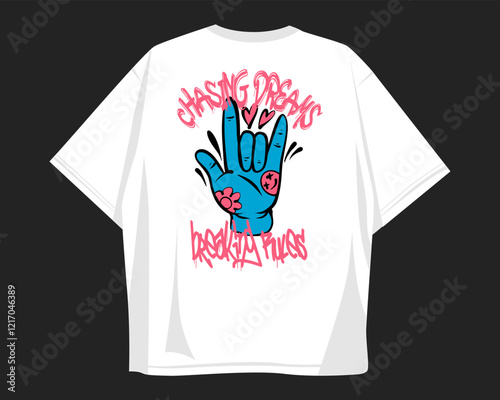 Graffiti vector t-shirt design for print, Street style graphic t shirt for apparel. Graffiti style, street art. Urban t shirt design for print on demand, Clothing design for merch. Graffiti quotes