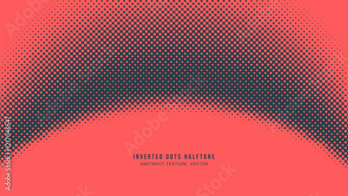 Inverted Dots Halftone Pattern Semi Circle Arc Border Vector Red Black Abstract Background. Half Tone Graphic Abstraction Faded Texture. Offset Printing Retro Styled Wallpaper Dotted Art Illustration