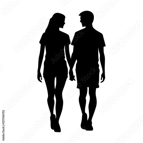 Silhouette of a Couple Holding Hands