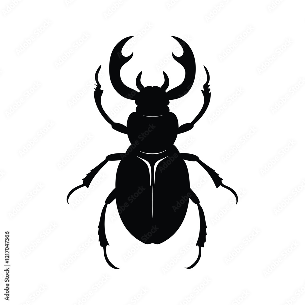 Fototapeta premium stag beetle vector image illustration and artwork silhouette on white background