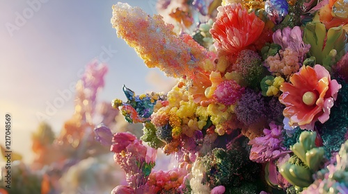 Wallpaper Mural Vibrant Abstract Paint Splashes in Dynamic Floral Display Torontodigital.ca