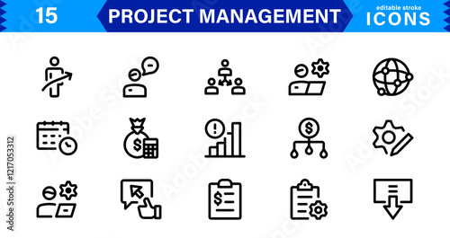 Vector Icons for Project Management. Sleek Designs for Scheduling, Team Collaboration, and Tracking