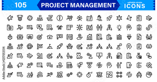 Vector Icons for Project Management. Sleek Designs for Scheduling, Team Collaboration, and Tracking