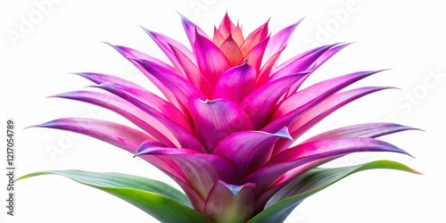 Pink Purple Billbergia Brasiliensis Bromeliad Flower Isolated on White, Long Exposure Photography photo