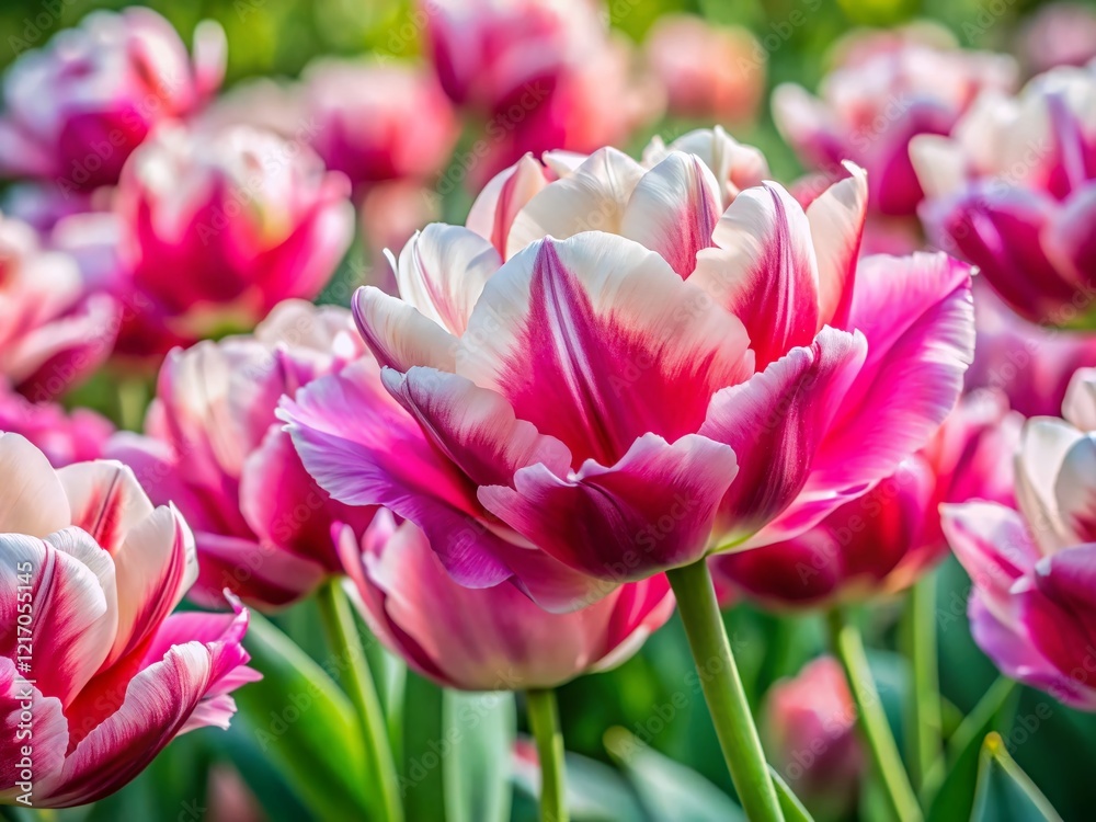 Pink & White Parrot Tulips Botanical Close-Up Garden Photography Pink & White Parrot Tulips Botanical Close-Up Garden Photography