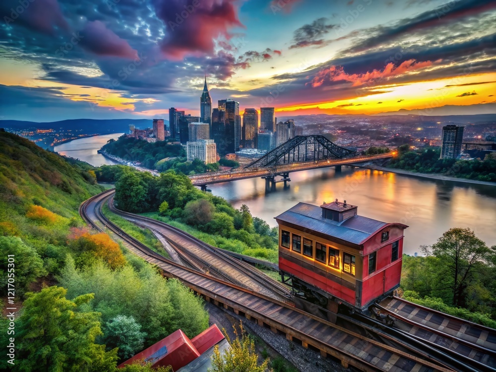 Obraz premium Pittsburgh Duquesne Incline Urban Exploration: Steel City Skyline Views