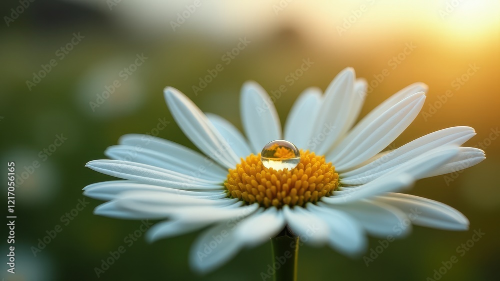 Close-up of a daisy flower with water droplet Close-up of a daisy flower with water droplet