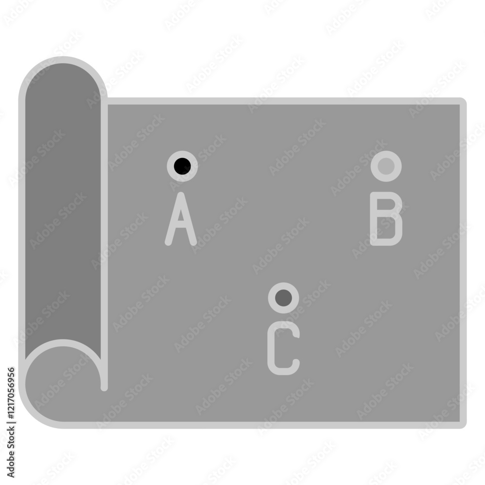 Point A B C architecture icons monochrome color Point A B C architecture icons monochrome color