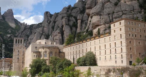 Wallpaper Mural Santa Maria de Montserrat Abbey. Serene Montserrat Monastery – Historical Abbey Against the Catalan Mountains. Bell sounds. Torontodigital.ca