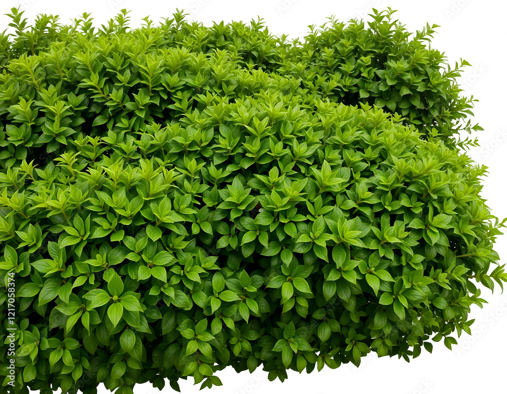 Obraz premium Lush Green Bush with Vibrant Foliage, isolated on white or transparent png background