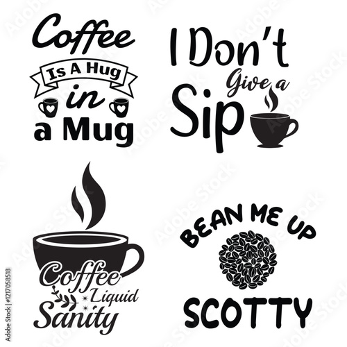 Coffee Lover Typography T-shirt Design Vector Bundle, Funny humor caffeine Coffee drinker tee Shirt 
