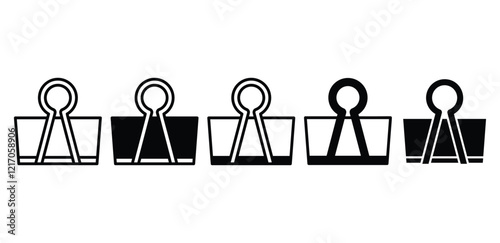 binder paper clip icon symbol sign vector design black white color illustration sets