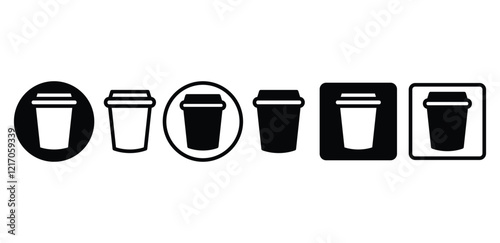 coffe cup drink icon symbol sign vector design black white color flat illustration collection isolated