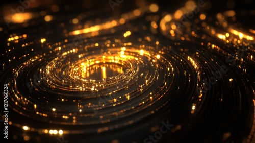 Golden Lights Spiral Abstract Design