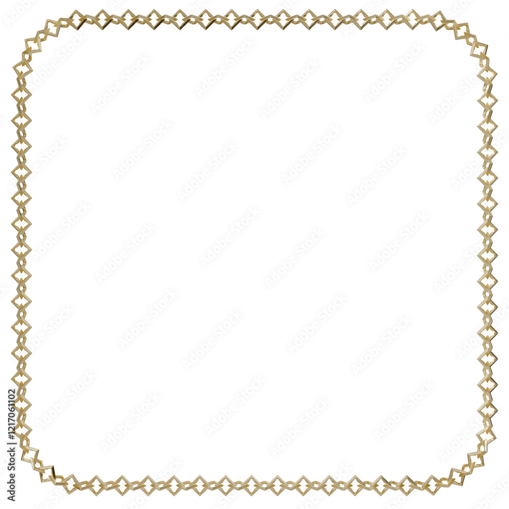 Fototapeta premium Interlocking Chain Frame: A captivating frame created from interlocking golden chains, each link shaped like a square. 