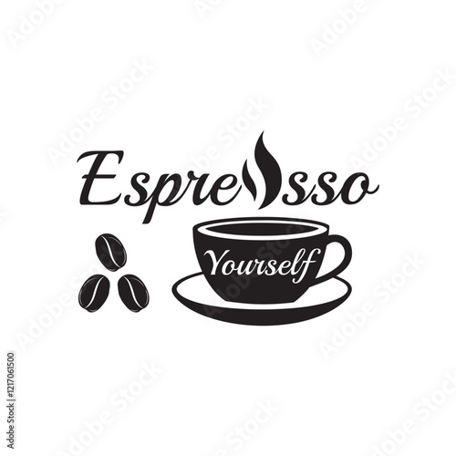 Espresso Yourself - Coffee Lover Typography T-shirt Design Vector, Funny humor caffeine Coffee drinker tee Shirt 
