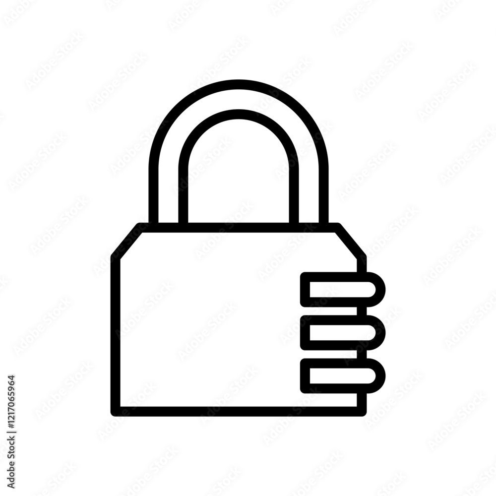 Padlock security icon. Combination lock with a series of dials on the side. Padlock security icon. Combination lock with a series of dials on the side.