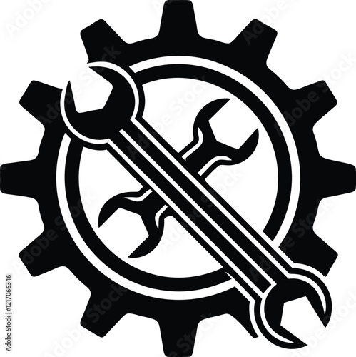 Mechanical Gear and Wrench Icon – Engineering and Maintenance Concept