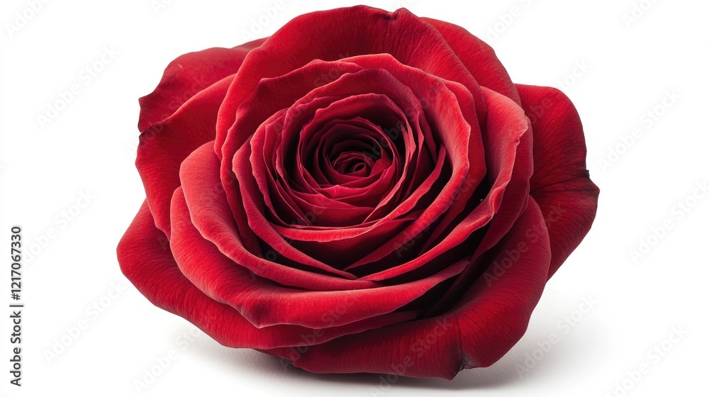 A close-up shot of a red rose against a plain white background, ideal for use in designs and layouts where a pop of color is needed A close-up shot of a red rose against a plain white background, ideal for use in designs and layouts where a pop of color is needed