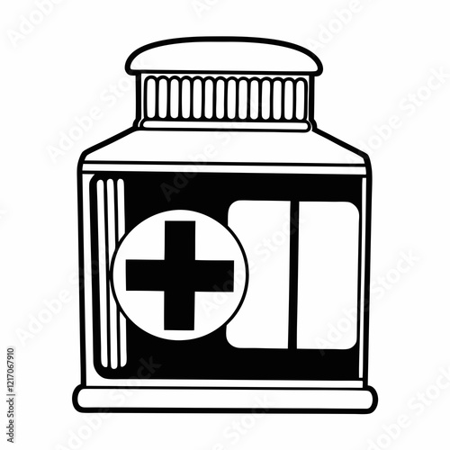 medicine bottle and pills,heart, icon, health, medical, symbol, love, button, vector, heartbeat, pulse, medicine, cardiogram, sign, illustration, ecg, graph, design, business, cardiology, check, life,