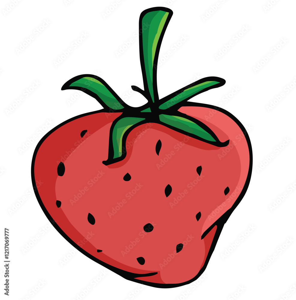 Cute cartoon hand drawn vector strawberry clipart. Cute cartoon hand drawn vector strawberry clipart.