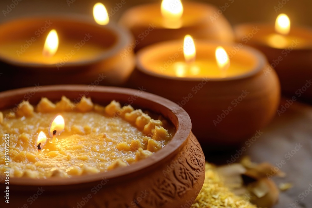 Obraz premium A close-up shot of a delicious meal lit by soft candle glow