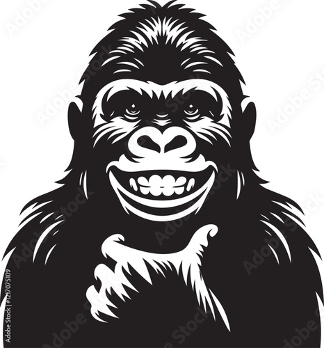 black and cartoon illustration of a gorilla photo