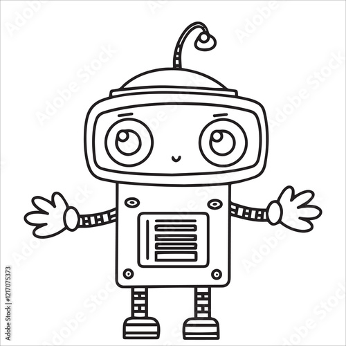 coloring book for children, cute robot. vector illustration in doodle style.	
