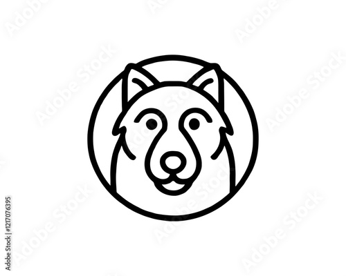 Dog lines outline logo design icon symbol vector illustration.