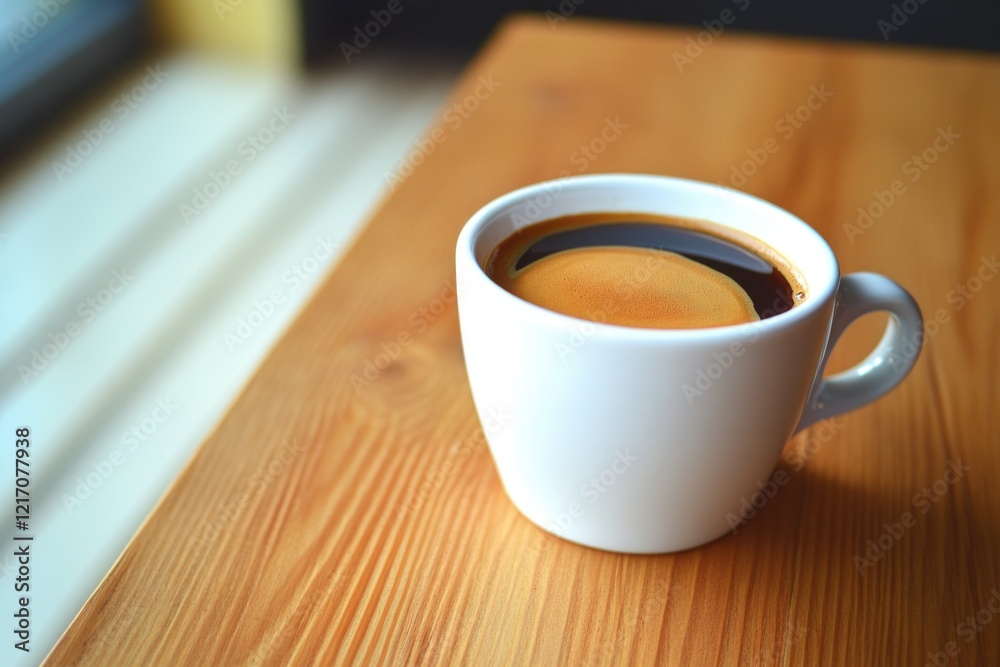 A steaming cup of coffee sits on a rustic wooden table A steaming cup of coffee sits on a rustic wooden table