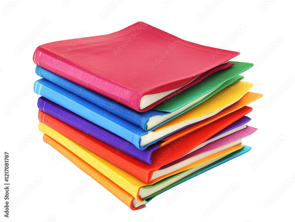 Isolated Stack of Colorful Notebooks