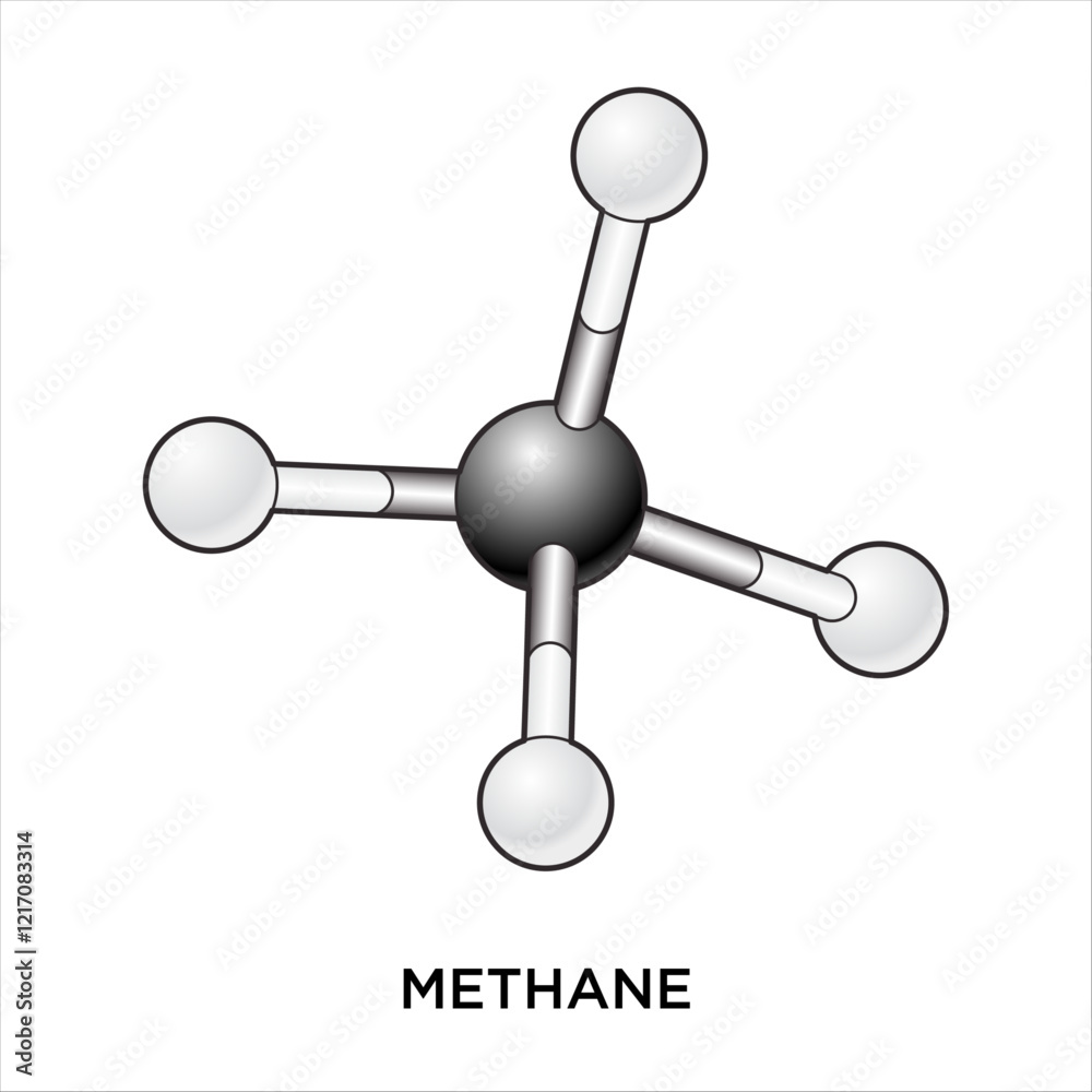Methane Ball and Stick Molecule Methane Ball and Stick Molecule