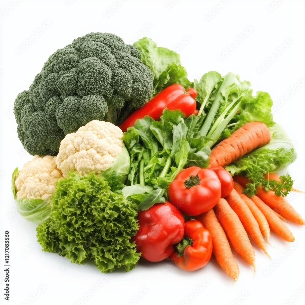 Fresh vegetables including broccoli, cauliflower, lettuce, carrots, and bell peppers arranged beautifully, showcasing vibrant colors and healthy options for meals Fresh vegetables including broccoli, cauliflower, lettuce, carrots, and bell peppers arranged beautifully, showcasing vibrant colors and healthy options for meals