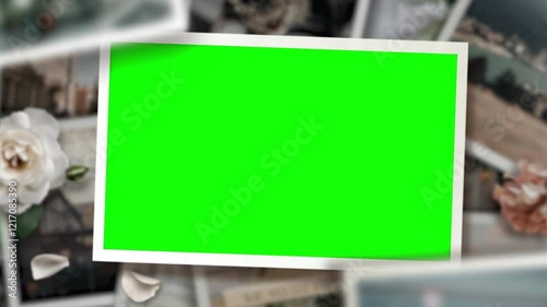 Polaroid Green Screen, Green screen Photo Frame, empty frame Green screen background 