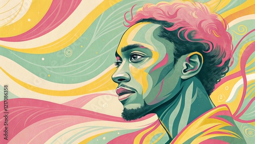 An abstract portrait in bright spring colors.