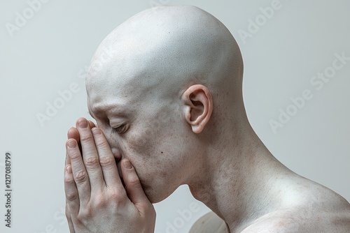 A man hiding his identity by covering his face with his hands, possibly feeling embarrassed or ashamed