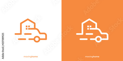 Creative Moving Home Logo. Home and Car Graphic Icons. Home Rent Loan Mortgage Property Logo Design Template.