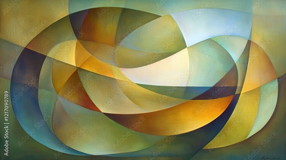 Fototapeta premium Abstract Geometric Art with Layers Showcasing Connections in Warm Tones