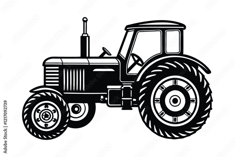 Obraz premium Vintage tractor silhouette vector art illustration.eps