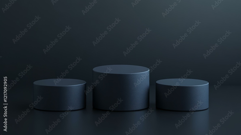 Dark Cylindrical Podiums for Product Presentation Dark Cylindrical Podiums for Product Presentation